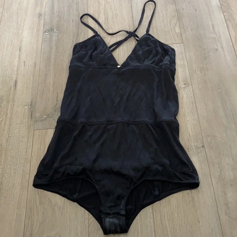 WUNDERVOLL SONIC TEDDY silk jersey black bodysuit M luxury underwear - Picture 3 of 8